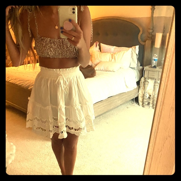 Floral cropped top + skirt set - Picture 1 of 4